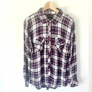 Rails Red, White & Blue Plaid Flannel‎ Button Up Size Medium